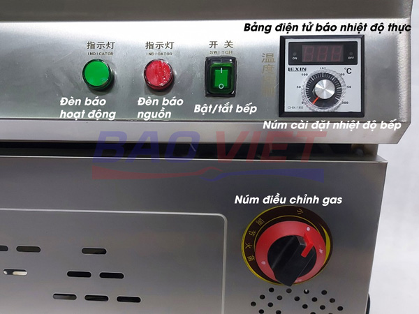 Bảng điều khiển bếp tách dầu 100L gas