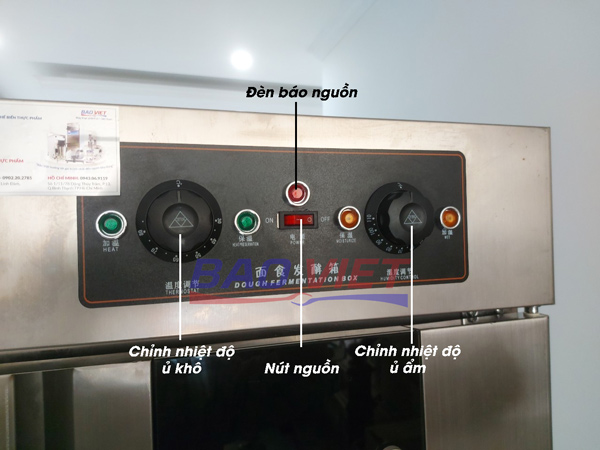 Bảng điều khiển của tủ ủ bột FX-16