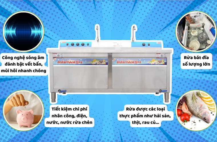 Ưu điểm của máy rửa bát siêu âm Baviwash