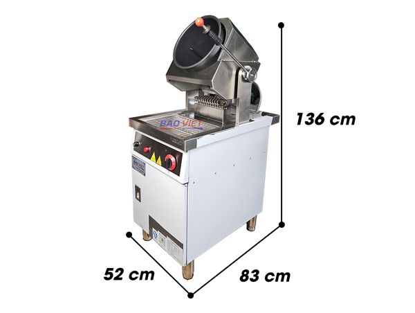 Kích thước máy xào tự động G30DAR dùng gas Kích thước máy xào tự động G30DAR dùng gas