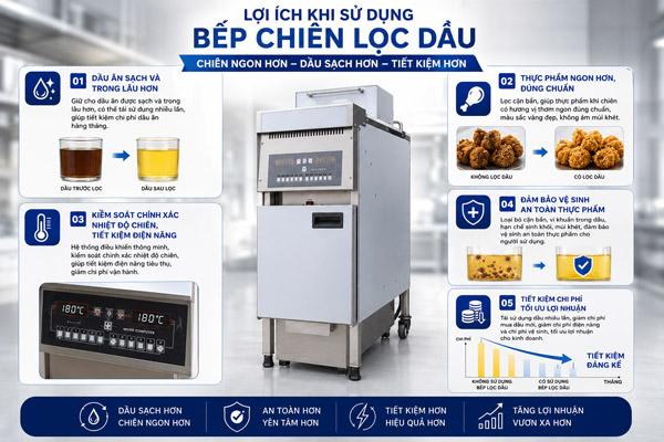Lợi ích khi dùng bếp chiên lọc dầu